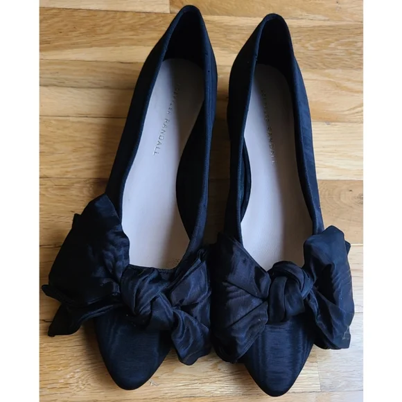 Loeffler Randall Noa Bow Flats Black Size 8 Balletcore Cottagecore Whimsigoth - Picture 2 of 16